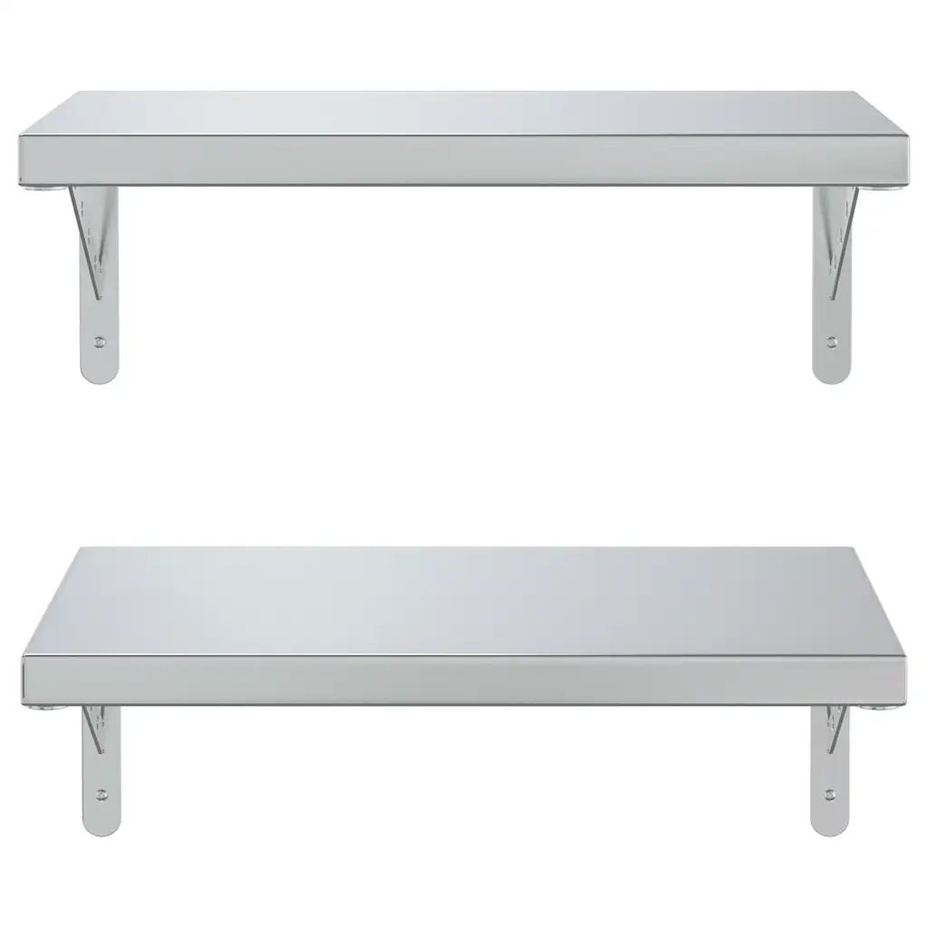 vidaXL Mensole a Muro 2 pz 50x30 cm Argento in Acciaio Inossidabile
