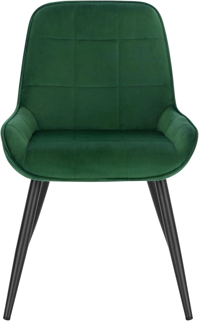 Set di 2 Sedie da Pranzo con Schienale Curvo, Sedie Ergonomiche in Velluto e Metallo, Poltroncina imbottita per Salotto, Ufficio, Camera da Letto, Verde scuro BH331dgn-2