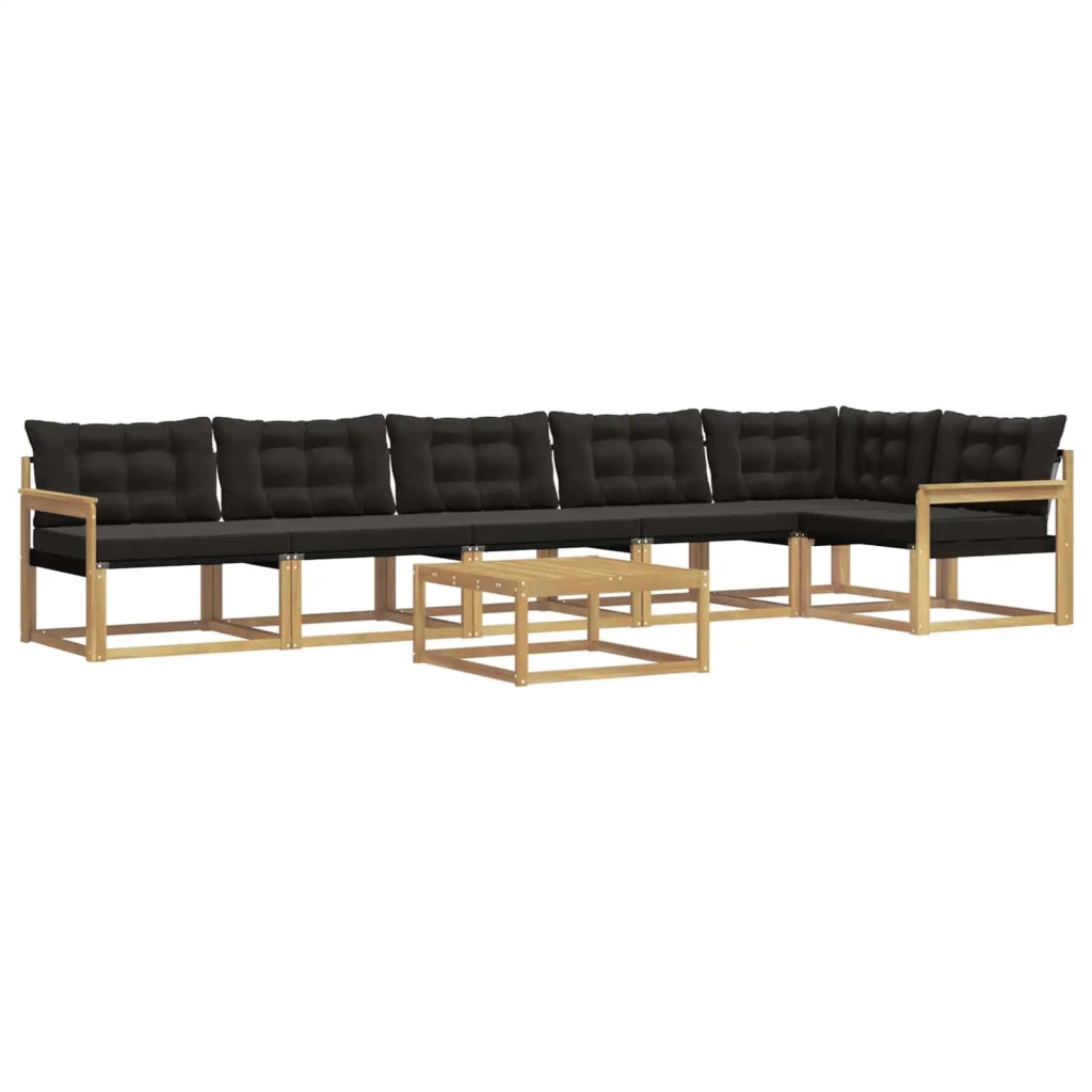Set di divani da esterno 7 pcs Bianco e Nero 79 x 79 x 37 cm