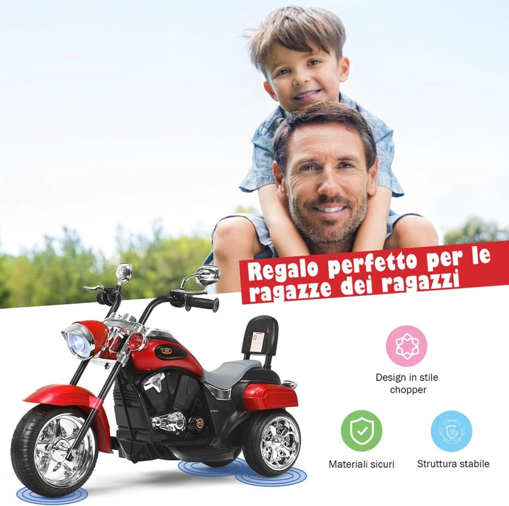 6V Moto Elettriche per Bambini, Moto Cavalcabile Marcia Avanti e Indietro, Portanza di Peso 30kg (Rosso)