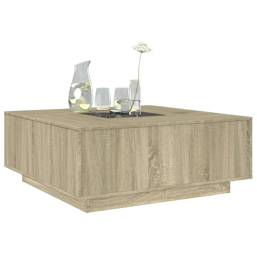 Tavolino da Salotto con LED Infinity Rovere Sonoma 100x100x40cm 3284044