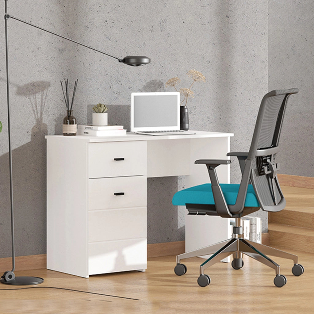 Cocham, Scrivania un Cassetto, 98x45x74h cm Bianco Opaco