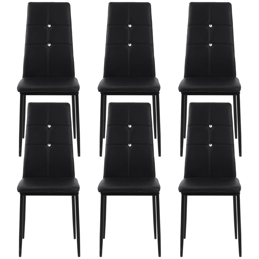 Set di 6 Sedie da Pranzo Imbottite in Ecopelle con Schienale Alto e Gambe in Metallo ¨C Minimal ¨C Nero
