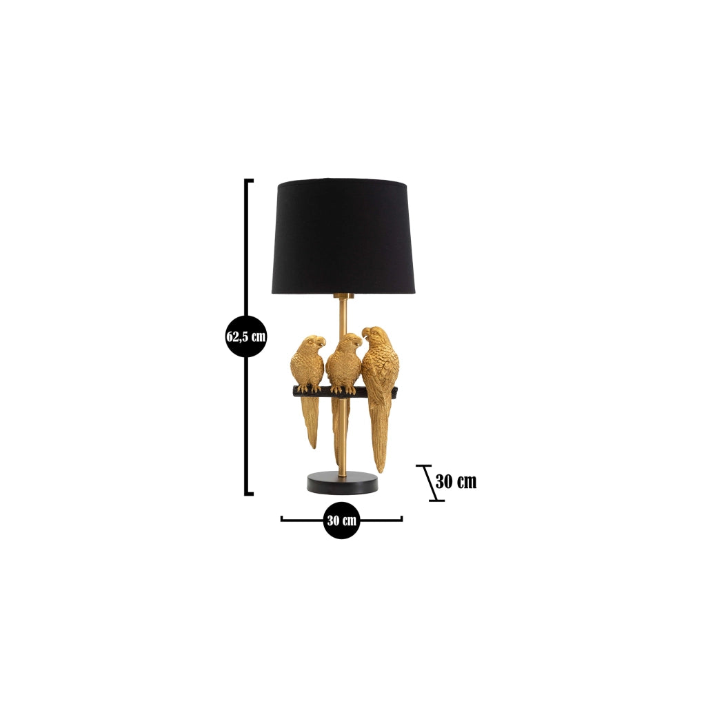 Paia, Lampada da Tavolo Decorazione con Pappagalli, oro