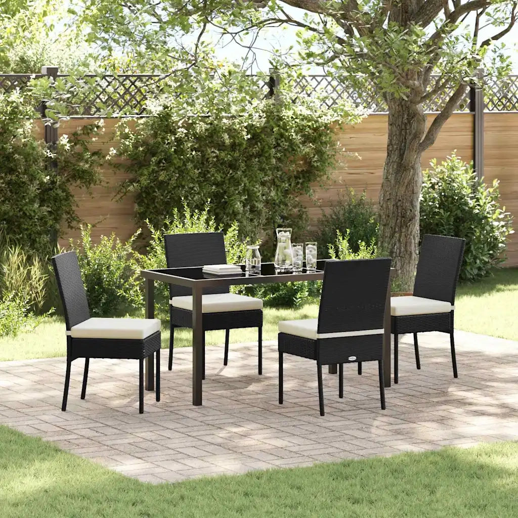 Set da Pranzo per Giardino 5 pcs Nero