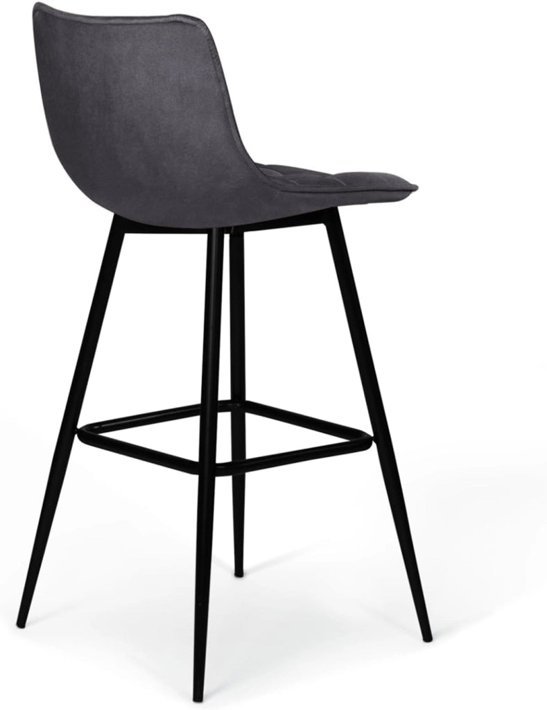 Set di 4 sgabelli da bar MADY in velluto blu pastello, grigio chiaro, grigio scuro e rosa