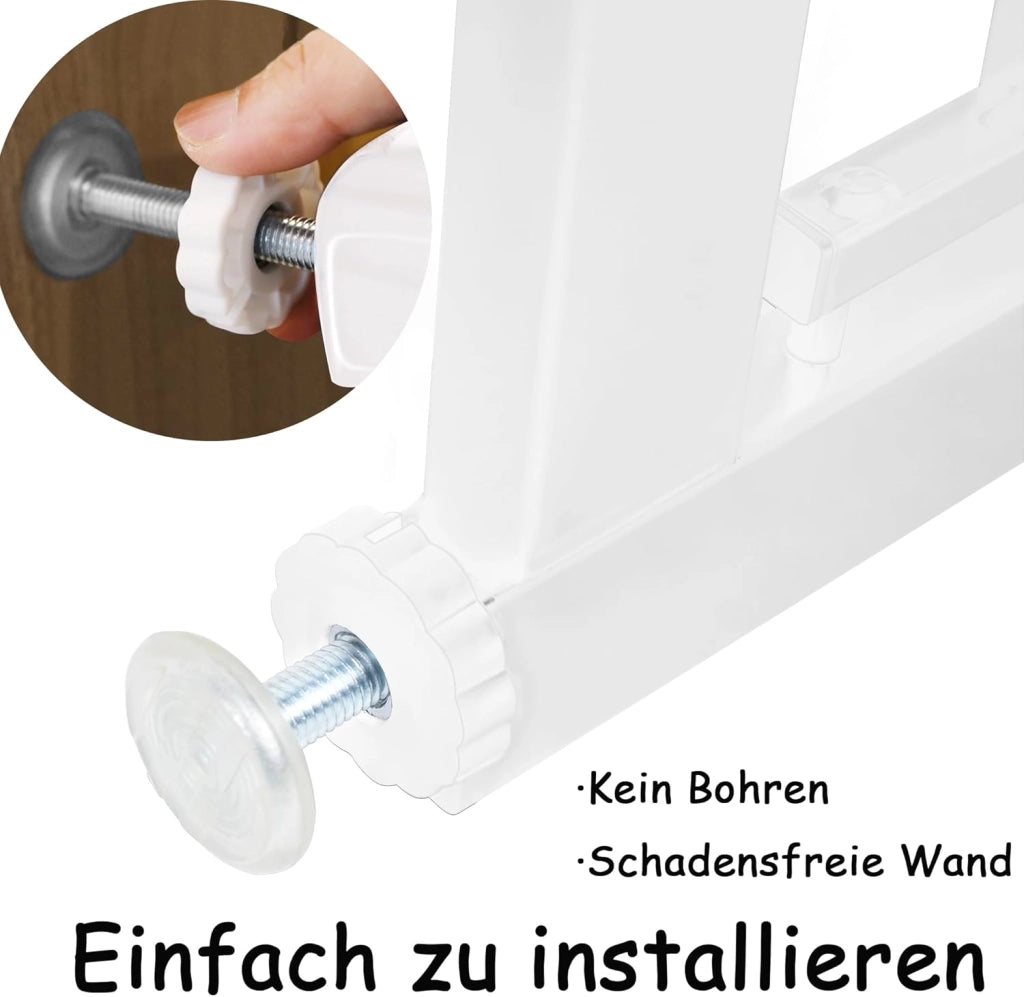 Cancelletto di Sicurezza per Bambini Cancello per Scale Senza Foratura Barriera di Protezione con Chiusura Automatica Cancelletti di Sicurezza con Porta per Cani e Gatti, 95-105 cm Bianco