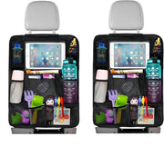 Set di 2 organizzatori per bambini con tasca per iPad - nero - accessori di parcheggio per auto per bambini - 10 contenitori, nero - Organizzatore di schienale di auto con tasca per iPad - set di 2