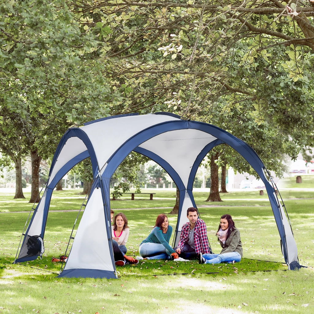 Tenda da campeggio a cupola 6-8 persone ¨C zephmum ¨C 4 porte in rete, tessuto Oxford, 350x350x230 cm, bianco e blu
