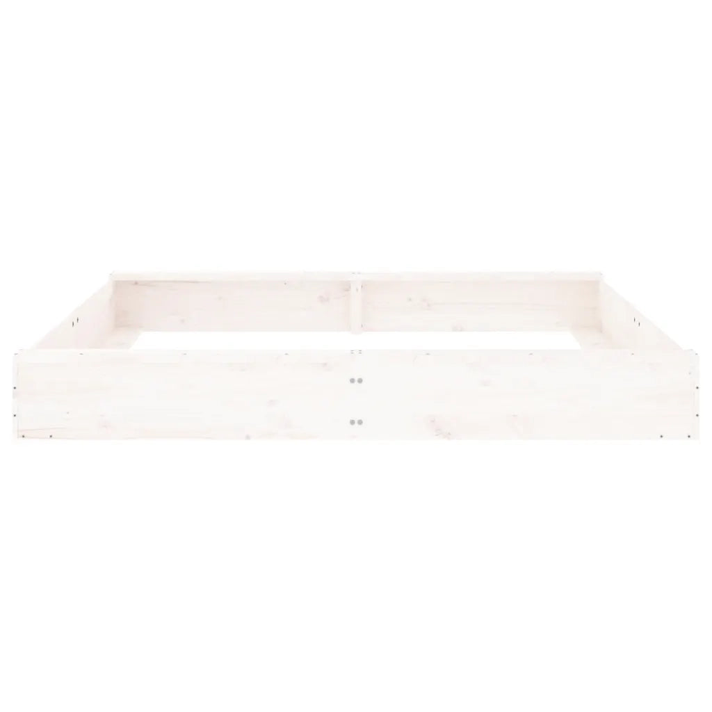 Sabbiera con Sedute Bianca Quadrata in Legno Massello di Pino 825038