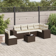 Set Divani da Giardino 7 pz con Cuscini Marrone in Polyrattan 3254980