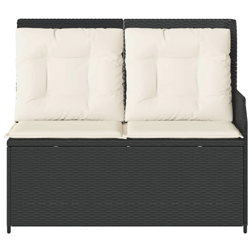 Panchina da giardino con cuscino Nero e Bianco Crema polyrattan