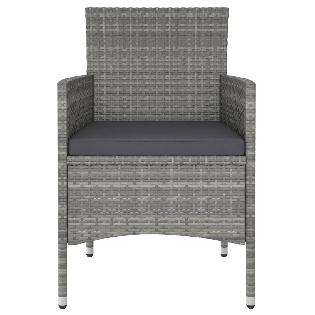 Set Pranzo da Giardino 5 pz Polyrattan e Vetro Temperato Grigio 3058329