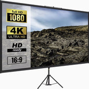 Schermo Proiettore con Stativo 70 Pollici – 16:9 4K HD – Schermo Proiettore in Alta Definizione – Regolabile in Altezza e Pieghevole – Schermo Proiettore Portatile per Interno ed Esterno – Cinema Domestico, Giocattoli e Ufficio