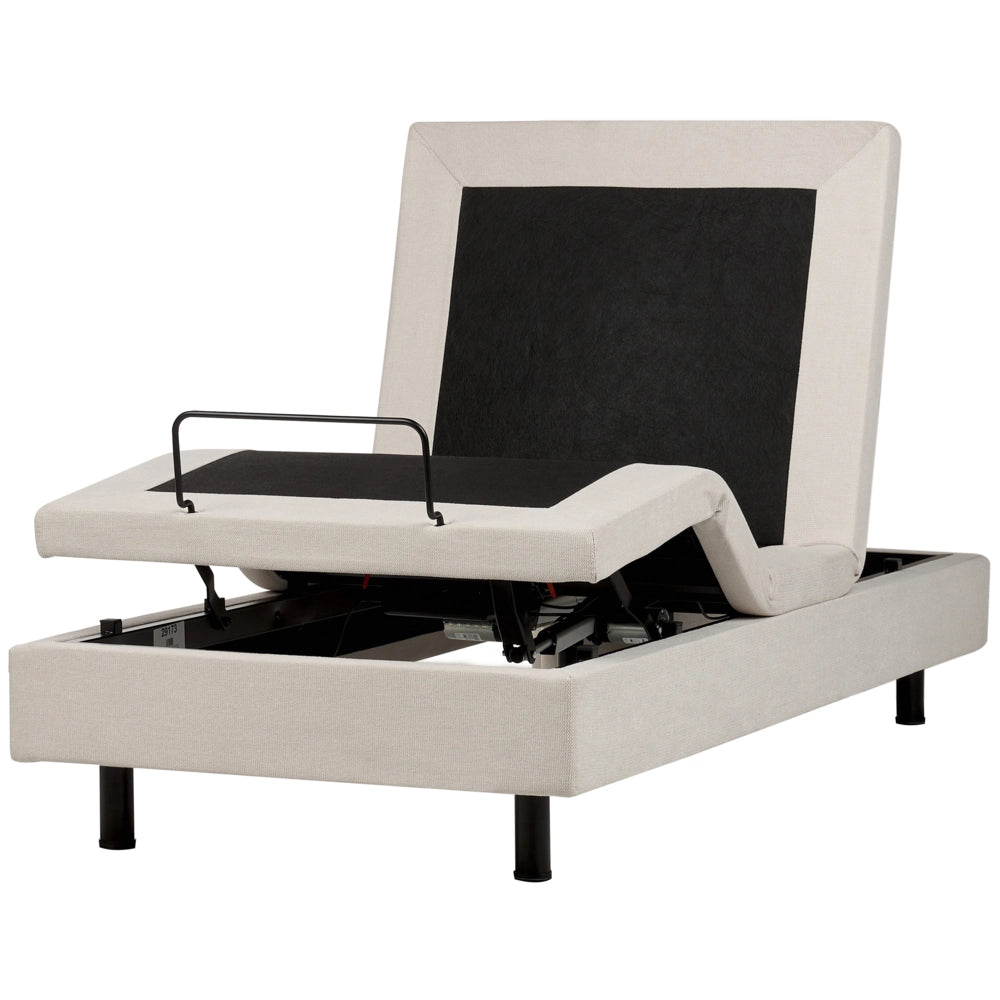 Letto elettrico matrimoniale tessuto beige chiaro regolabile con telecomando senza testiera 90x200 cm stile moderno
