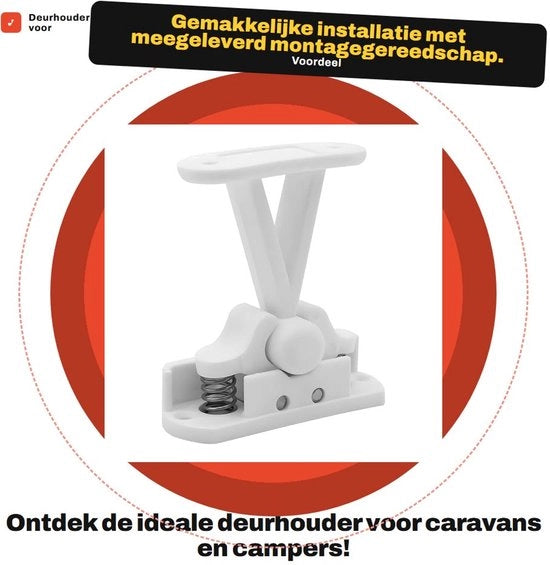 Houder di porta con attrezzo di montaggio - Tenuta di chiusura - Materiali plastici - Universale - 57 x 75 mm - Ideale per camper/caravan