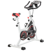 EasyComfort Cyclette Professionale, Bici da Spinning, Cyclette da Camera Regolabile con Schermo LCD e Portabicchieri, Volano 8kg, Bianco