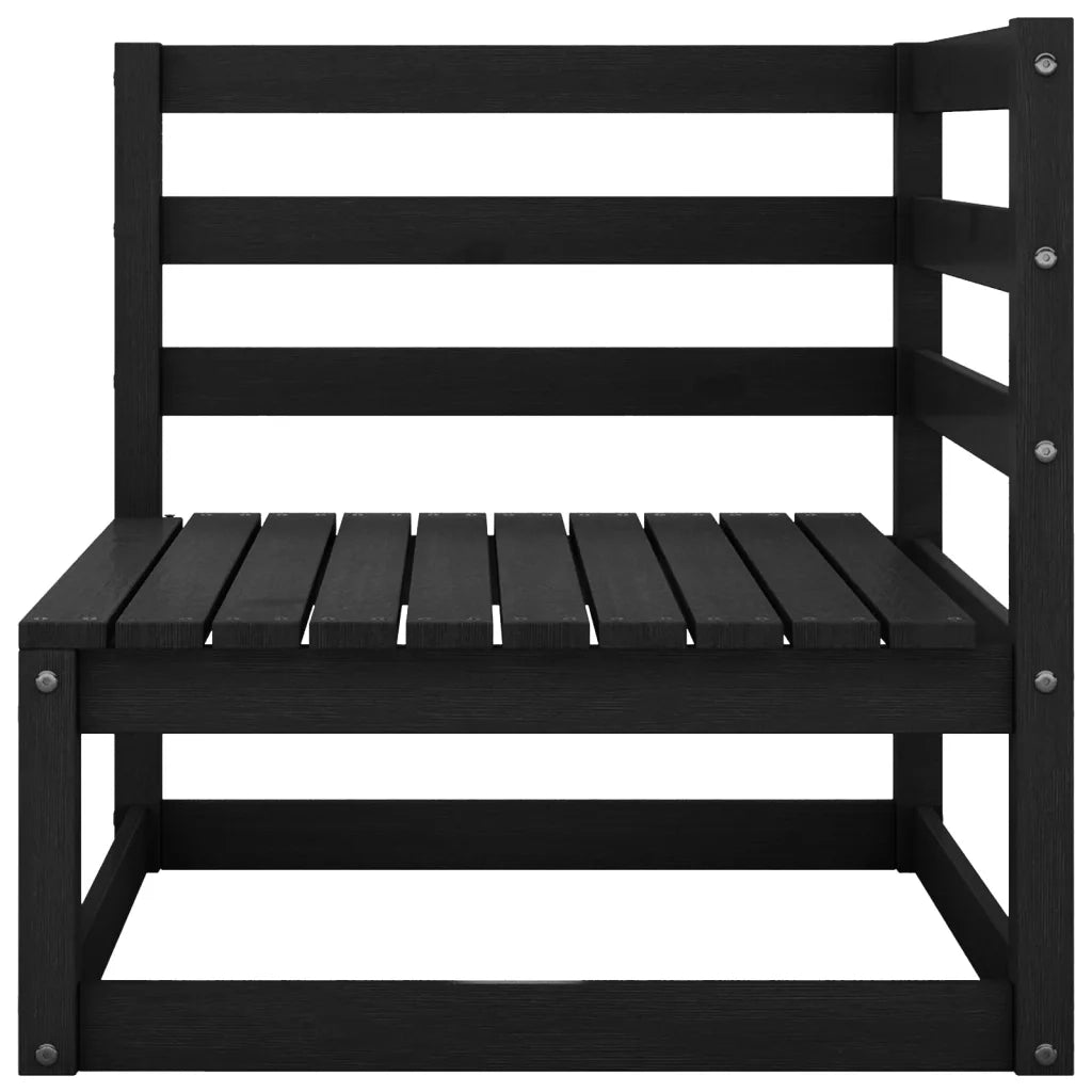 Set Divani da Giardino 5 pz Nero in Legno Massello di Pino 3075518