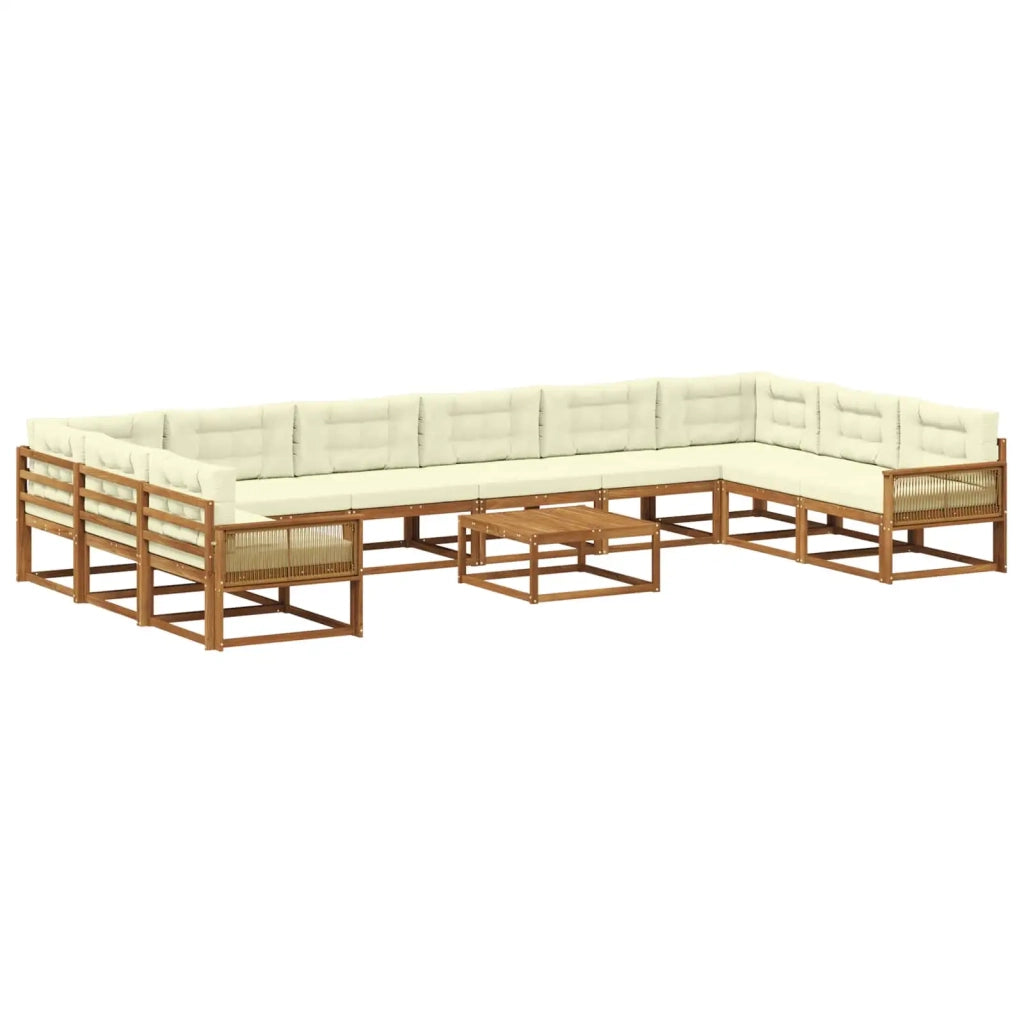 Set di divani da esterno con cuscino 11 pcs Naturale e Crema