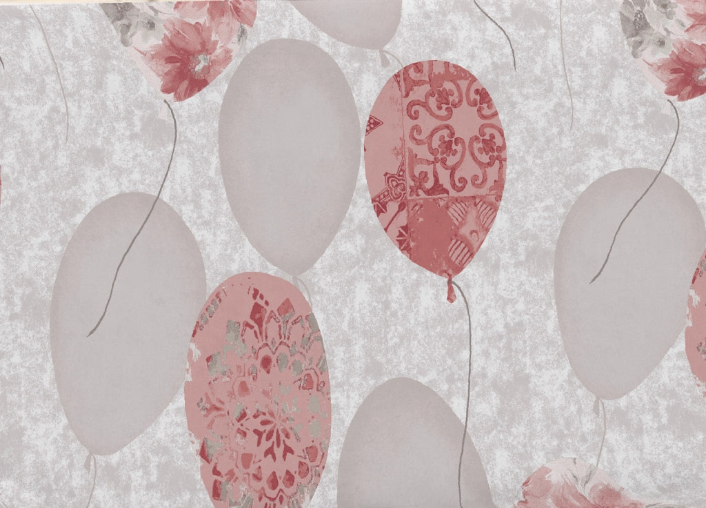 Copripiumino Sacco Piumone Pensieri Delicati Cotone Disegno Palloncini - Singolo - Rosso