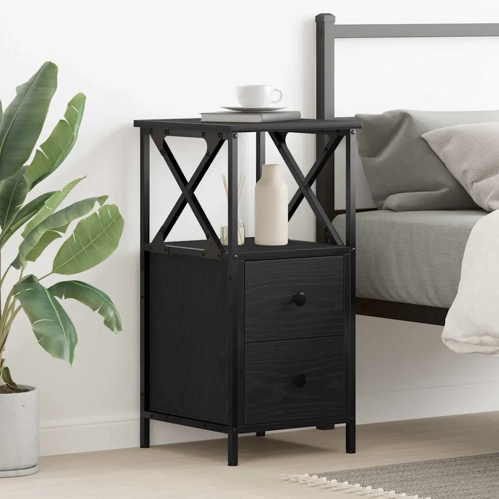 Armadio da Notte con cassetto Rovere Nero 34 x 35,5 x 70 cm 862919