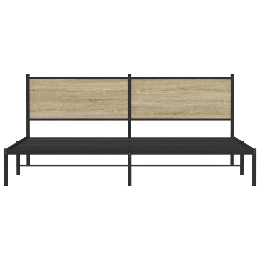 vidaXL Giroletto senza Materaso in Metallo Rovere Sonoma 200x200 cm