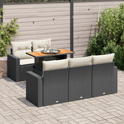vidaXL Set Divano da Giardino 6 pz con Cuscini Nero in Polyrattan