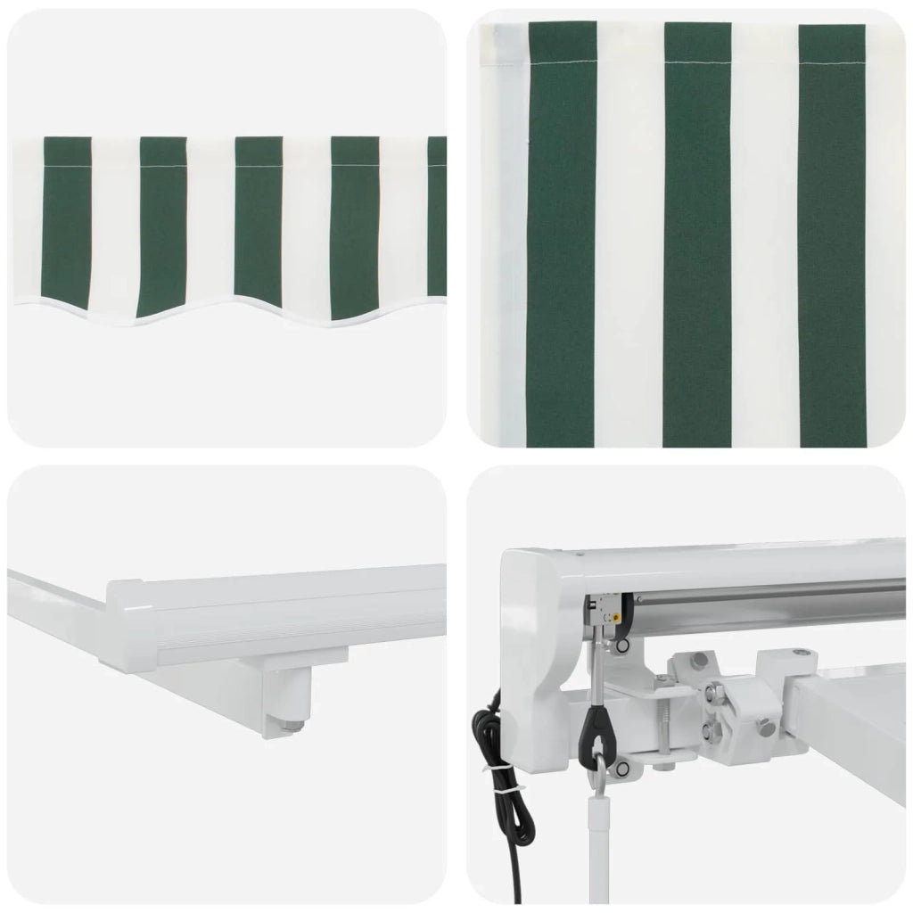 Tettuccio Elettrico Retrattile Verde e Bianco 5 × 3,5 m