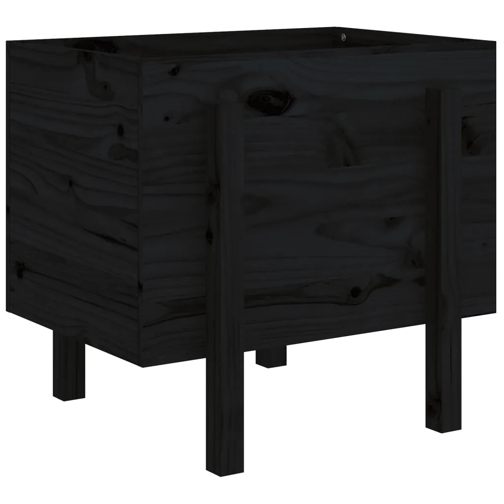 Fioriera da Giardino-Vaso da Esterno-Contenitore per Piante Nera 62x50x57 cm in Legno Massello di Pino