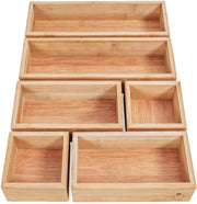Set di 6 scatole di organizzazione in legno - cassetti di bambù pratica e flessibili - cassetto di carico cassa di ordinamento cassa di ordine di cosmetici scatola di organizzazione in legno scatola in legno