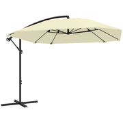 Ombrellone a Sbalzo 260x304x245 cm Base a Croce in Metallo e Poliestere Crema