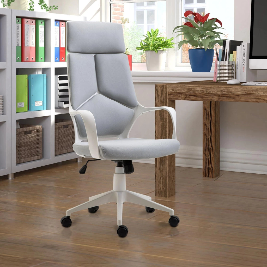 Poltrona Girevole e Dondolo Regolabile in Tessuto ¨C zephmum ¨C Grigio 63x63x117-127 cm