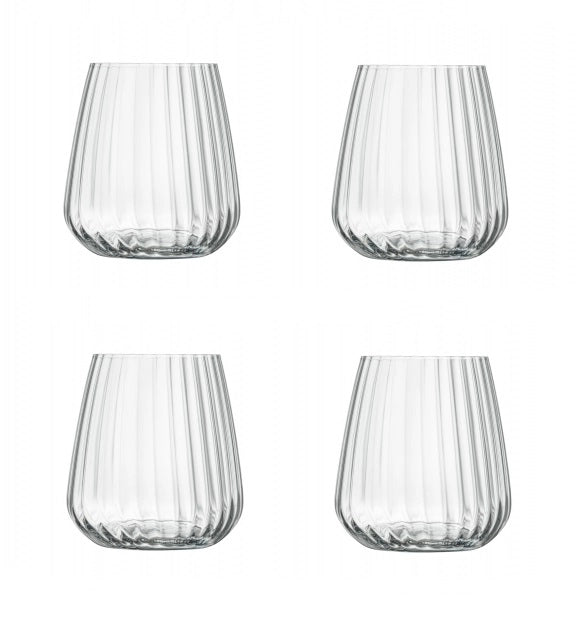 Set 4 Bicchieri da Tavola Optica Stemless in Vetro 45 cl Luigi Bormioli