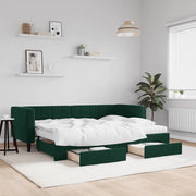 Divano Letto Estraibile Cassetti Verde Scuro 80x200cm Velluto 3196758
