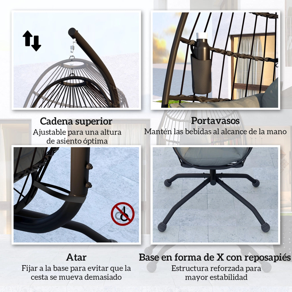 Sedia da giardino con cuscino e poggiatesta ¨C zephmum ¨C nero, polipropilene, 120 kg