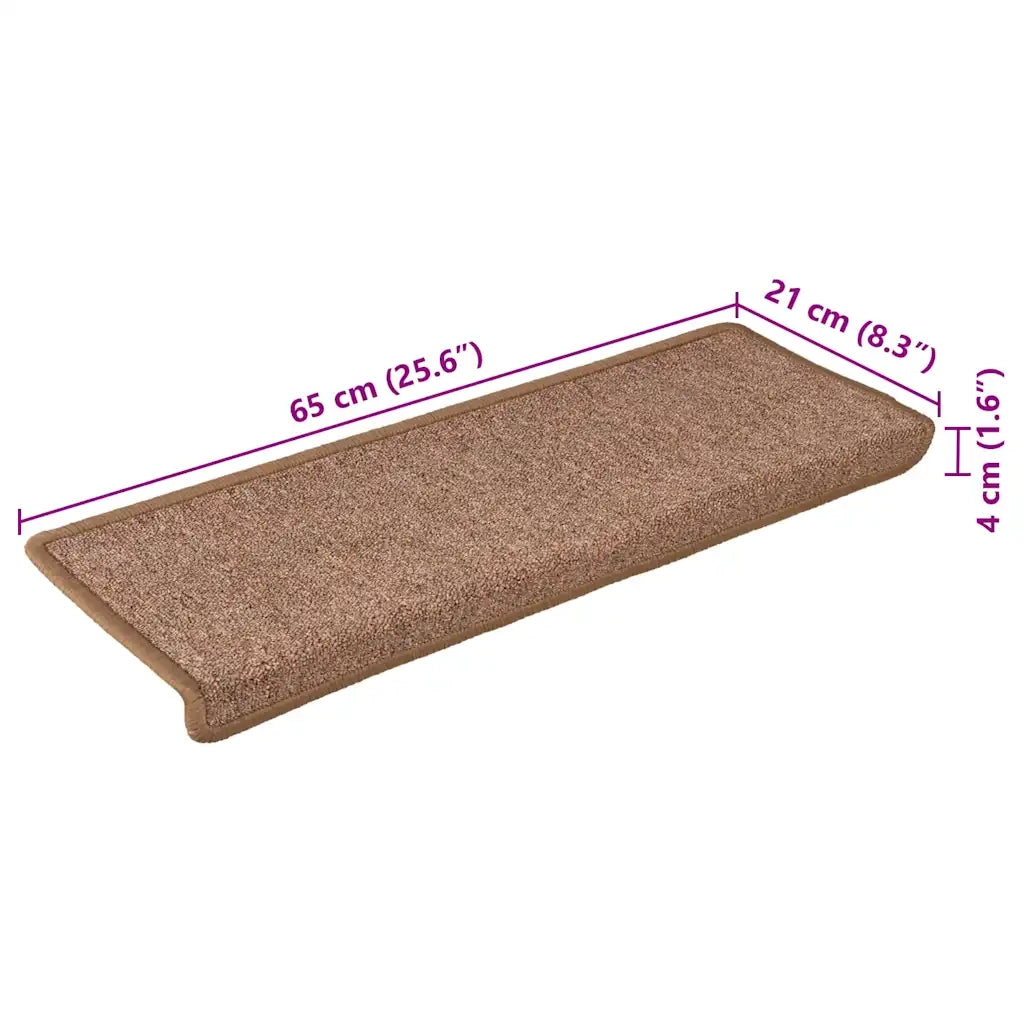 Tappetini per scale 30 pz 65x21x4 cm Marrone Bordo rettangolare