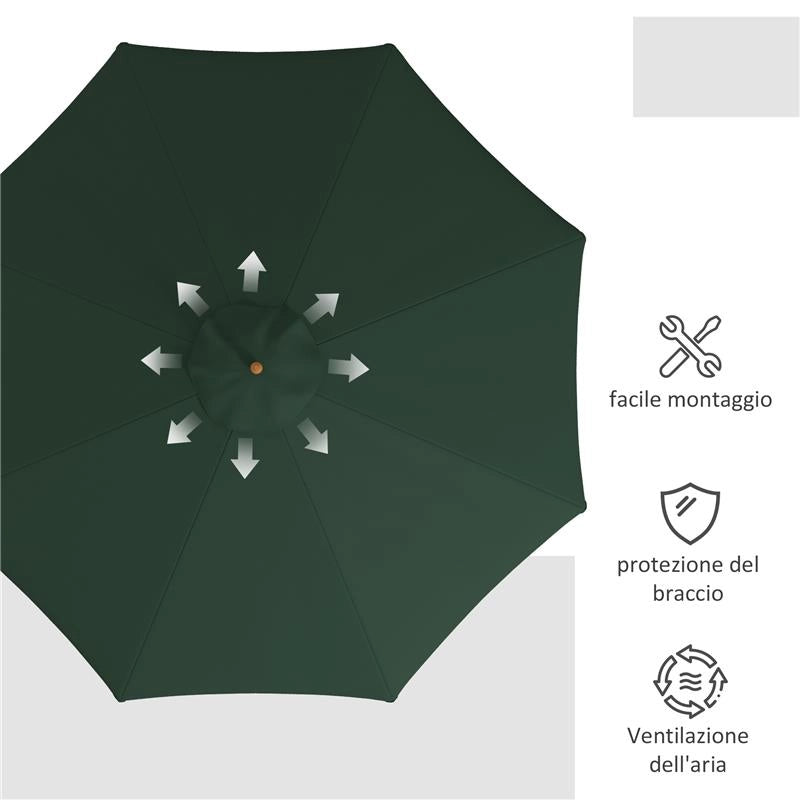 OMBRELLONE DA GIARDINO CON DOPPIO TETTUCCIO IN BAMBÙ E POLIESTERE Ø 325X250 CM VERDE