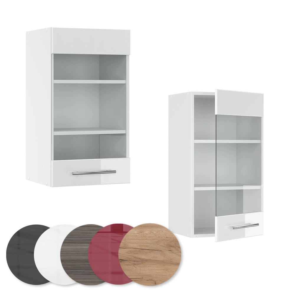 Vicco Mobile da cucina in vetro Bianco lucido 40 cm