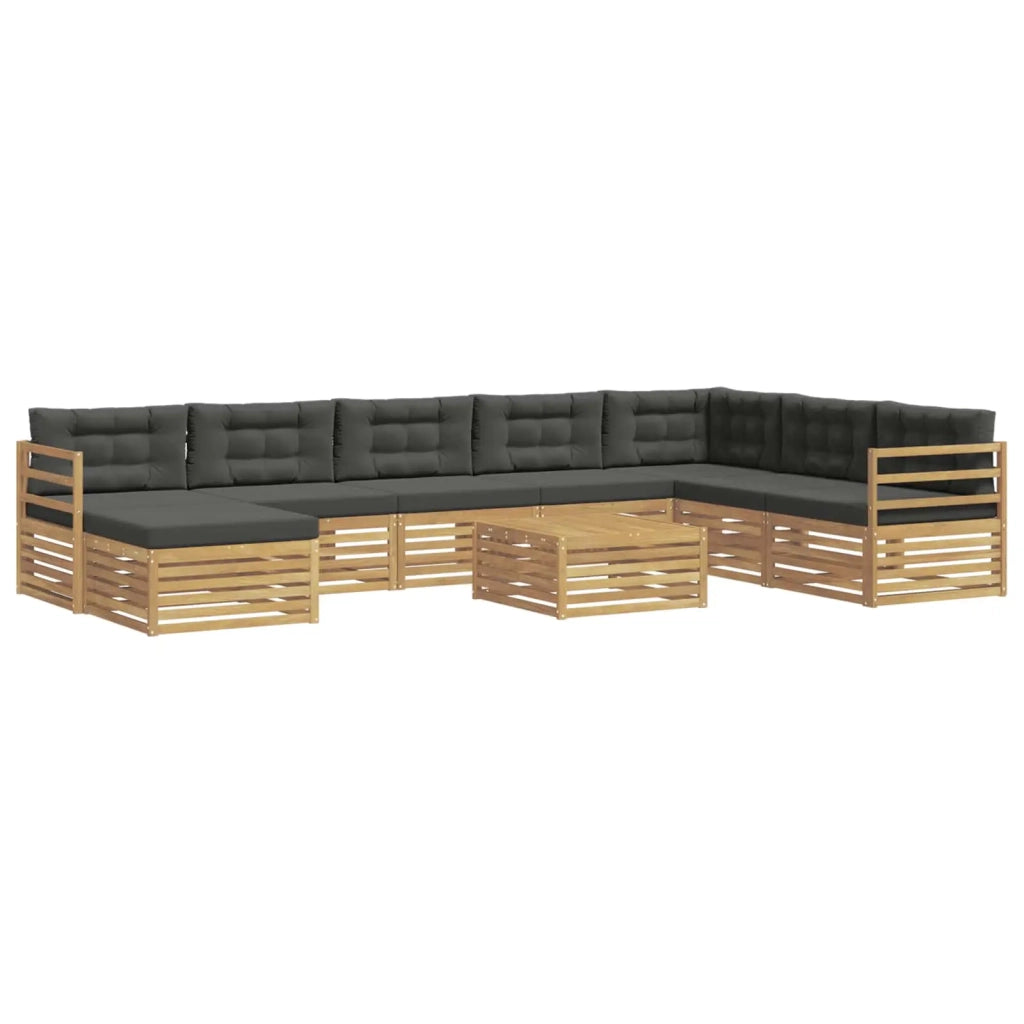 Set di divani da esterno 9 pcs Bianco e Antracite Poliestere