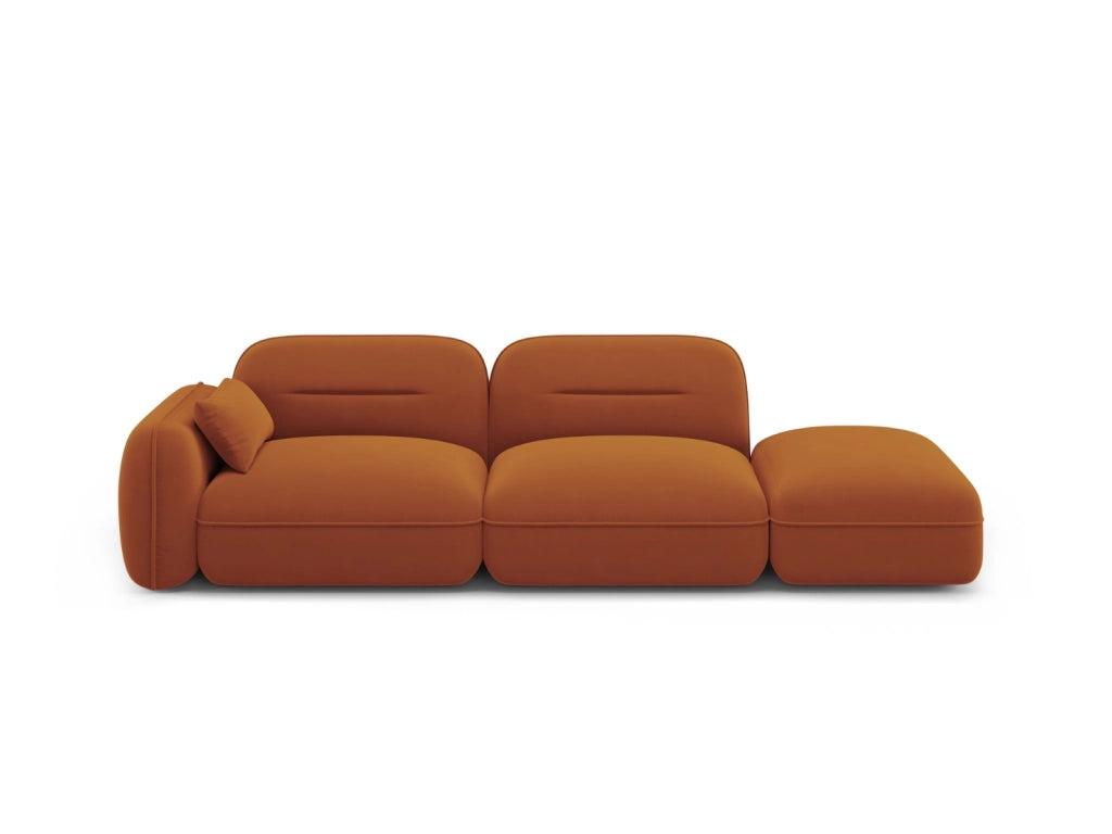 Cosmopolitan Design - Divano modulare destro "Sydney" 3 posti in velluto terracotta 