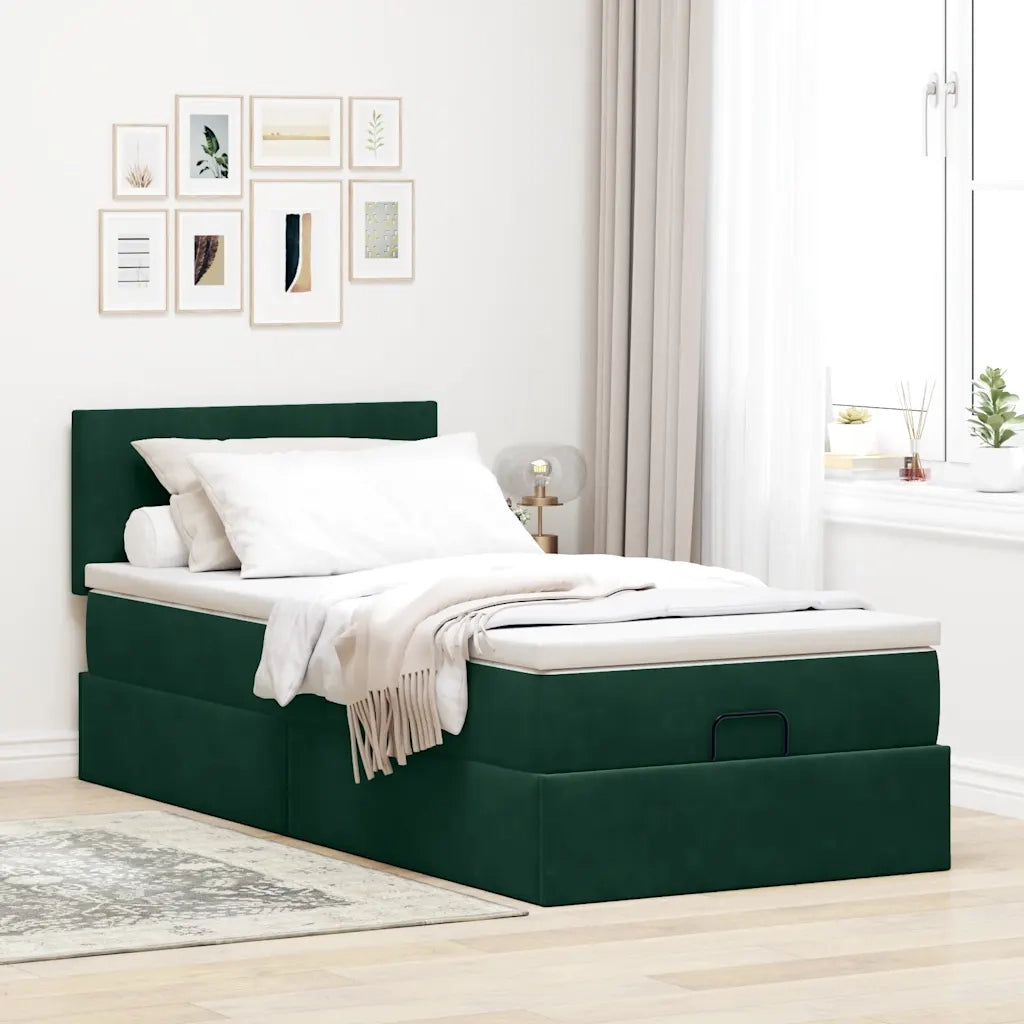 Struttura Letto Pouf con Materasso 100x200 cm Velluto 3311684