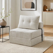 Divano letto pieghevole con schienale, cuscini per testa e zona lombare, in Ciniglia Beige