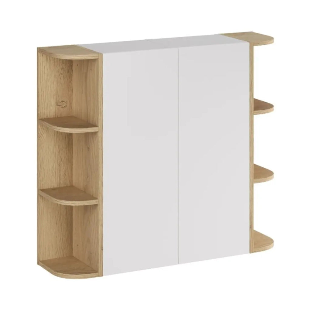 Mobili componibili OSTER 45cm – mobili sospesi bianchi 1 porta e 6 nicchie arrotondate in rovere chiaro