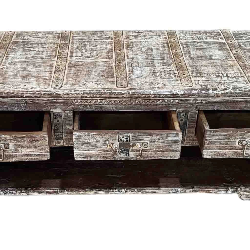 Mobile basso artigianale in legno 165-175x45x57h cm