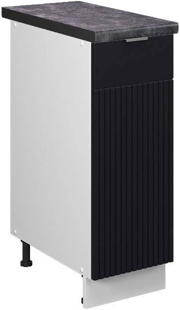 Mobile lavello cucina Fame-Line, Nero a righe, 80 cm con ripiano, PL Antracite