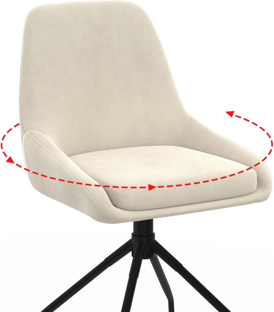 Set di 4 sedie girevoli in velluto beige THALYA con braccioli