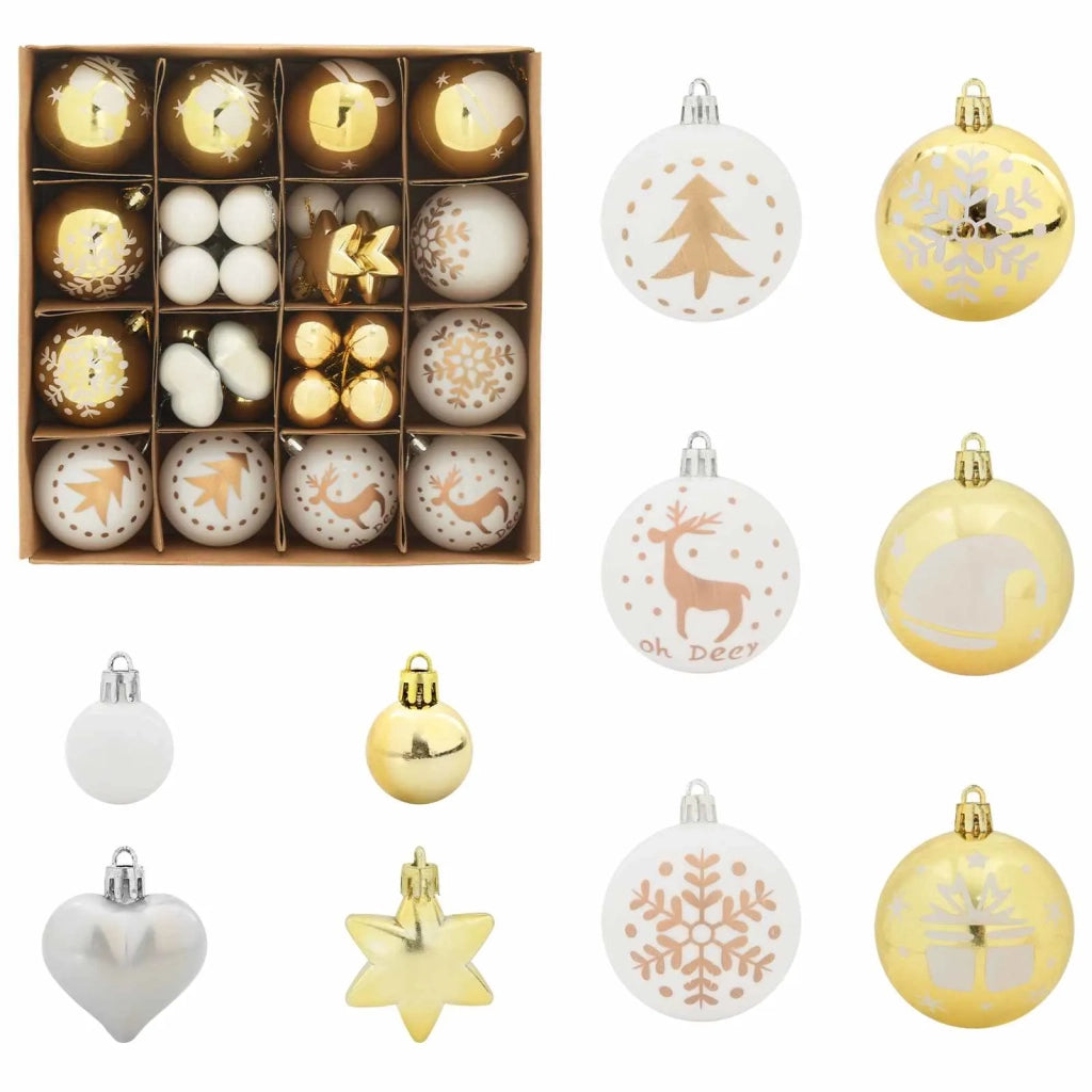 Set di Palle di Natale 40 pz Bianco e Oro Plastica CFW6458655