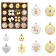Set di Palle di Natale 40 pz Bianco e Oro Plastica CFW6458655