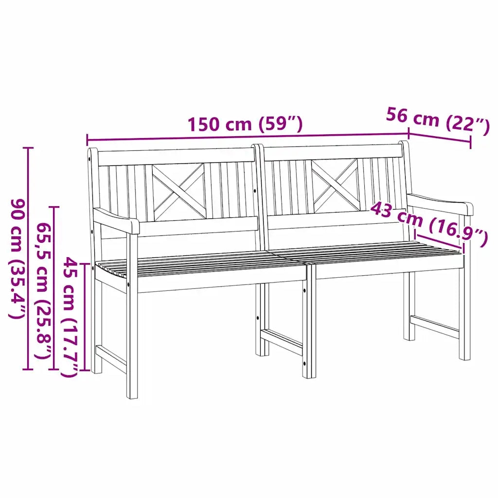 Panchina da esterno Naturale 150 x 56 x 90 cm 4105525