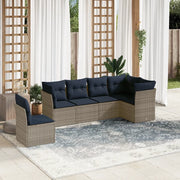 Set Divani da Giardino 6 pz con Cuscini Grigio in Polyrattan 3217701